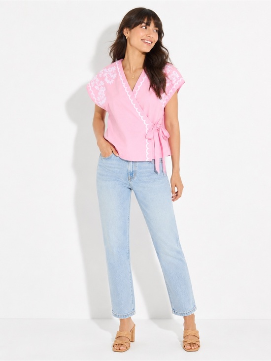 Madewell Tops - Madewell Pink Wrap Blouse with Tie Front